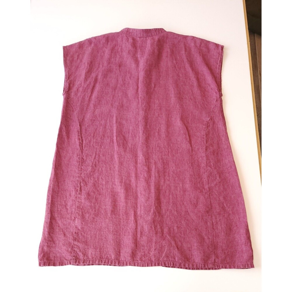 EILEEN FISHER Organic Linen Delave Shirtdress in Berry Pink Comfy Casual - 1X - Picture 2 of 10